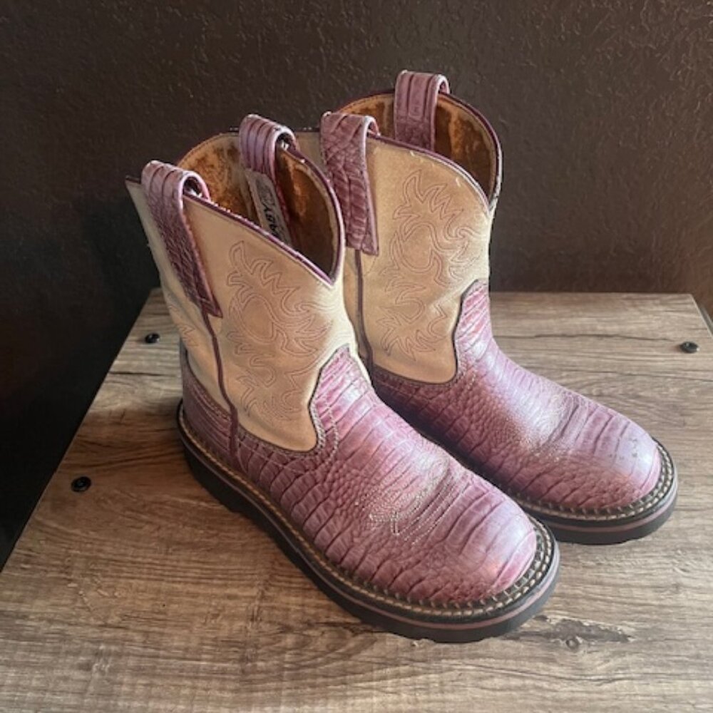 Ariat Fatbaby Womens Purple Deertan Leather Cowboy Western Boot Size 5.5 B